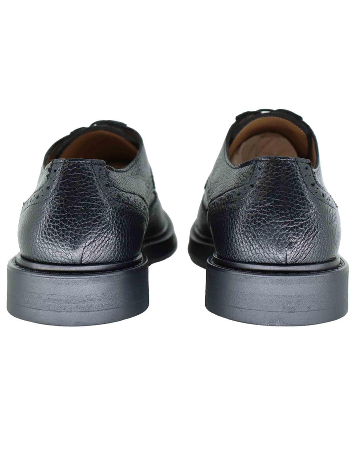 Stringate uomo in pelle nera con impunture e suola in gomma SP019 001 Spatarella 