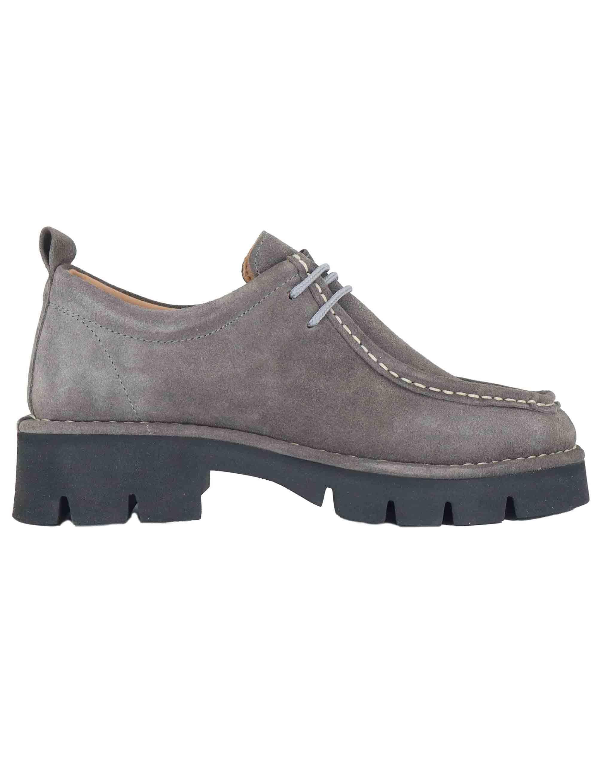 Stringate donna in crosta grigia con suola alta in gomma SP45081 066 Spatarella 