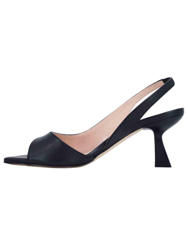 Sandali slingback donna in pelle nera con punta quadra SP5424 001 Spatarella 