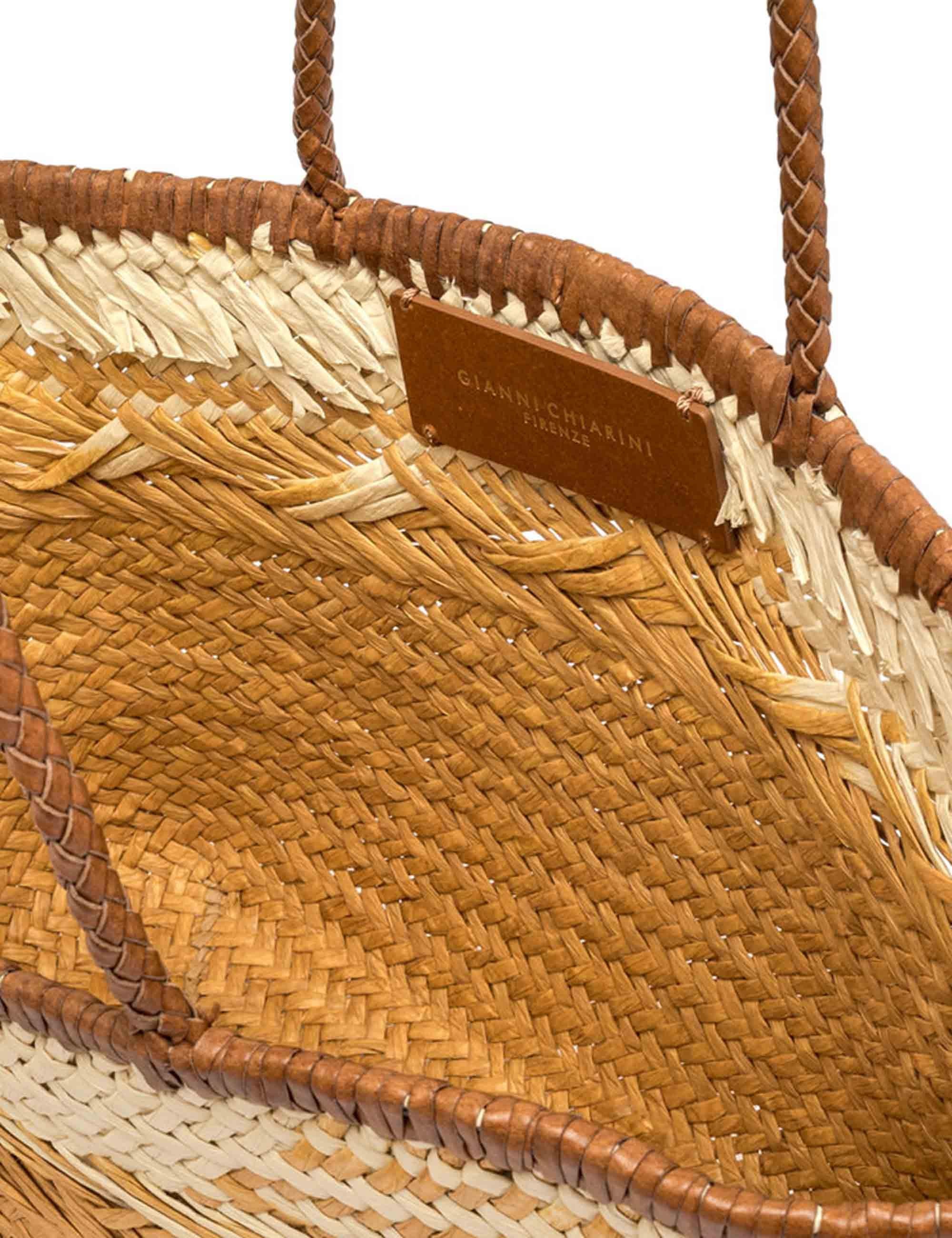 Borse donna Paloma in paglia intrecciata naturale manici in pelle e chiusura coulisse BS11312 COMM STRAWINT 064 Gianni Chiarini 