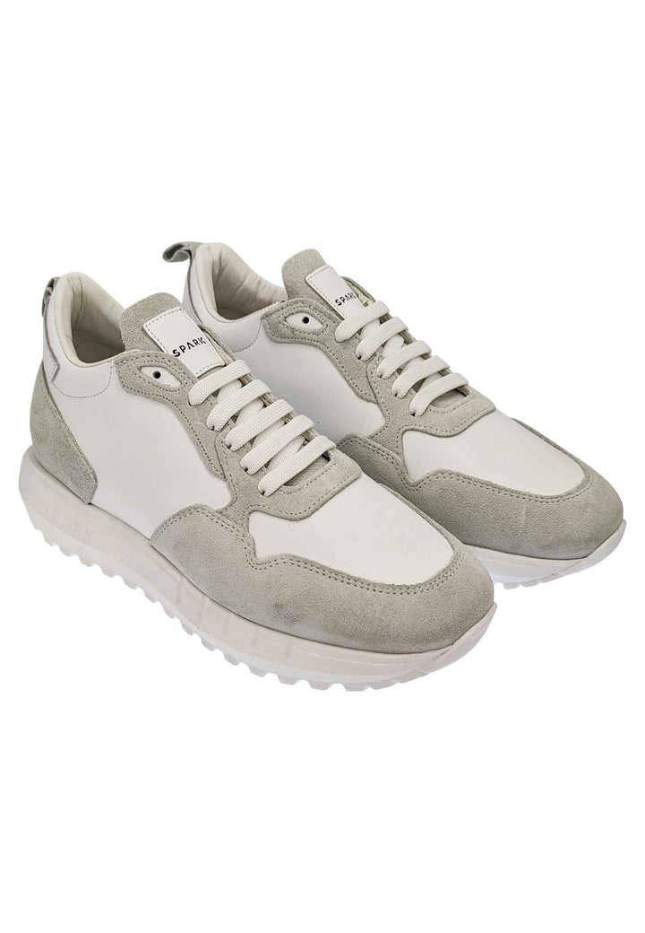 Sneakers uomo in pelle e tessuto off white con fondo alto in gomma SPK25 100 Spark for Spatarella 
