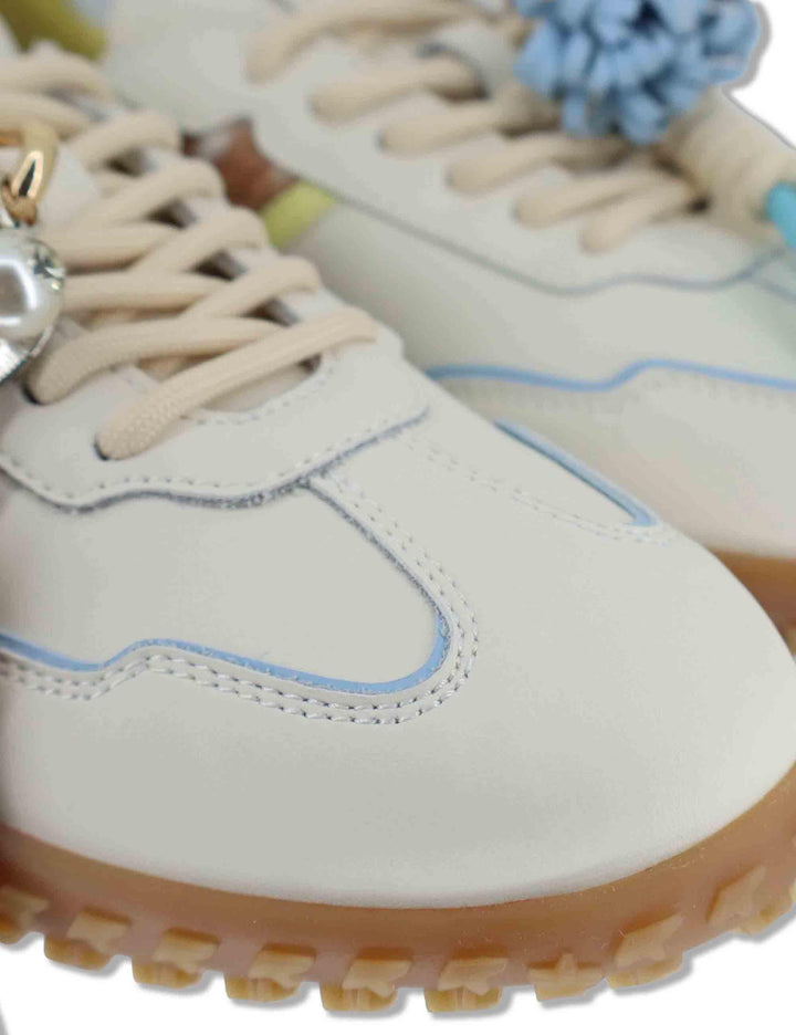 Sneakers donna in pelle bianca con charms removibili CIELO 06 Gio + 
