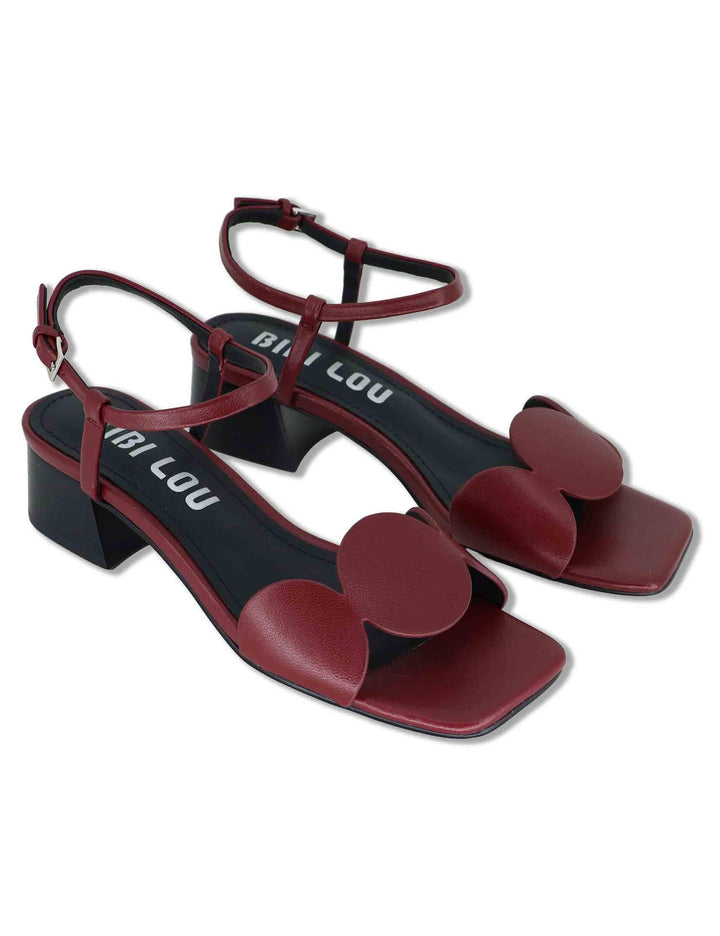 Sandali donna in pelle bordeaux con cinturino alla caviglia e tacco basso Onami 623Z10VK 40-BURGUND Bibi Lou 