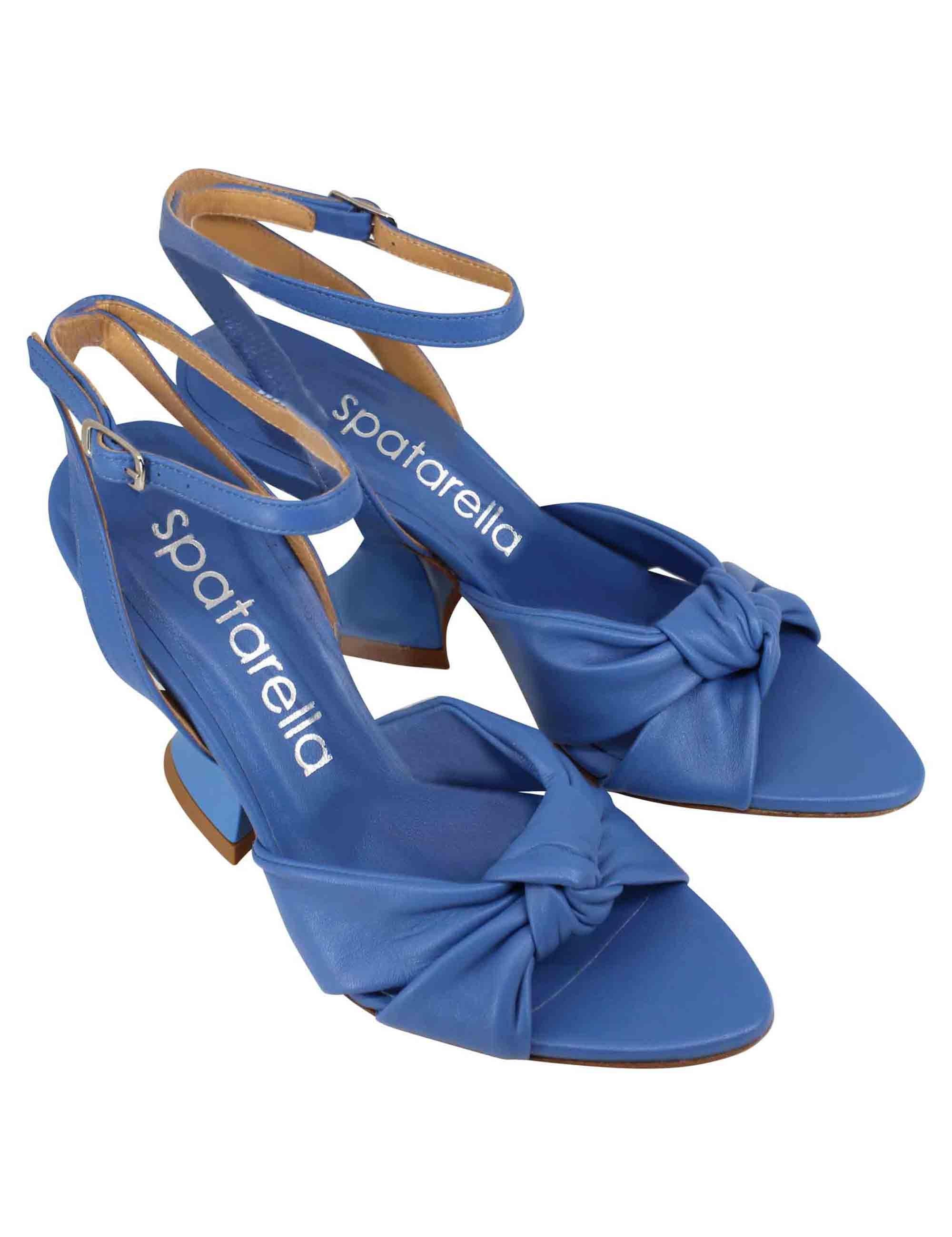 Sandali donna in pelle blu con tacco alto e cinturino alla caviglia SP896 700 Spatarella 