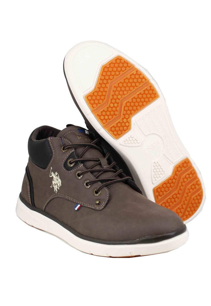 Stivaletti uomo in eco pelle marrone con suola in gomma YGOR004A DBR003 U.S. Polo Assn. 