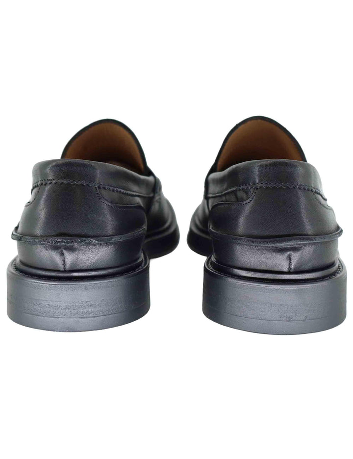 Mocassini uomo in pelle nera con suola in gomma SP030 001 Spatarella 