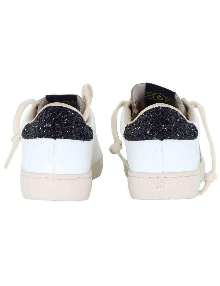 Sneakers donna in pelle bianca con logo in glitter 1126228 Negro Victoria 