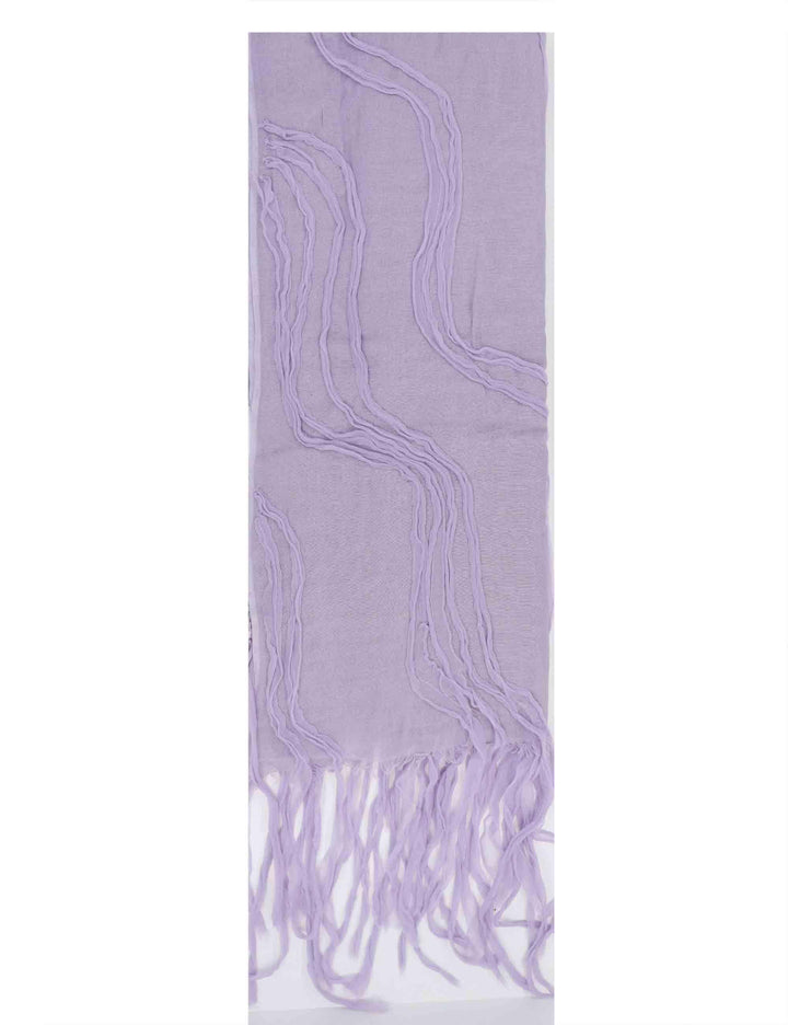 Stole maxi donna in misto cotone lilla con frange lughe Perth 60260060 0017 Pyaar 