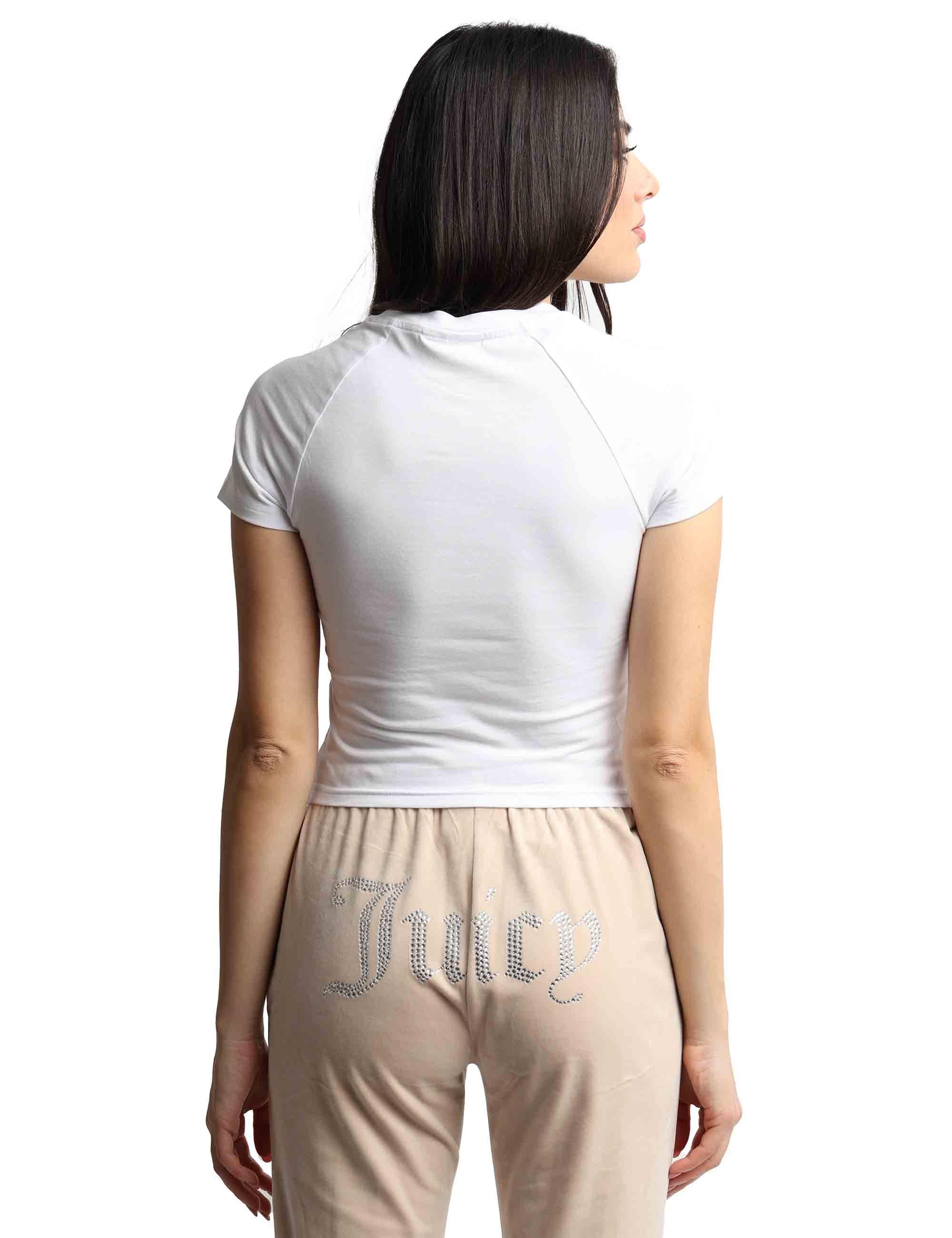 T-shirts donna Ryder Rodeo in cotone bianco a girocollo con strass VEJH70332UJC J10 Juicy Couture 