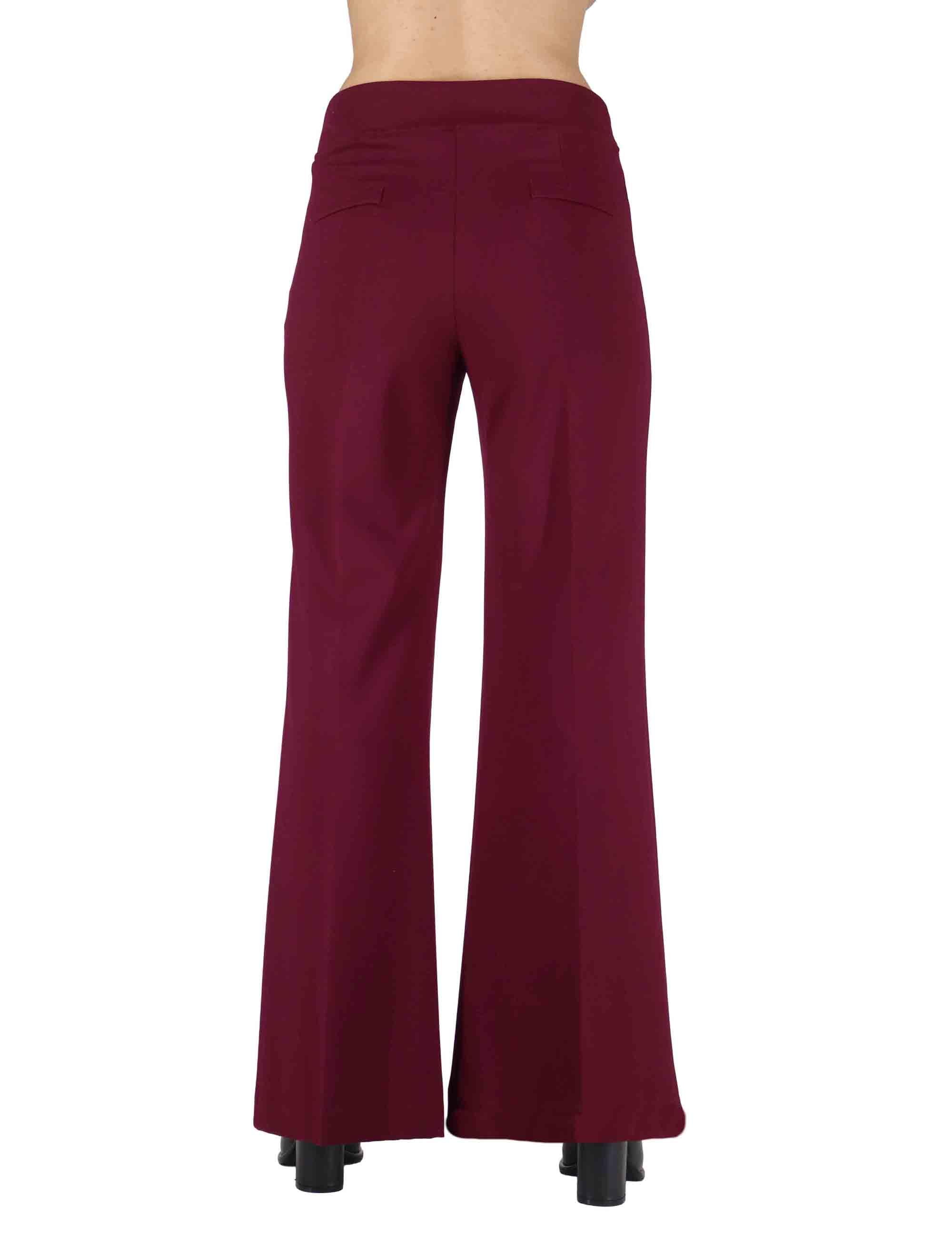Pantaloni donna in tessuto bordeaux a gamba dritta ed elastico in vita JABPN0025-F1076 4280 Justmine 