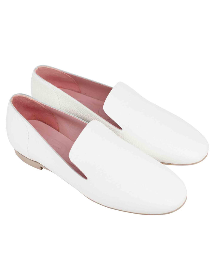 Mocassini donna in pelle bianca con punta tonda 7134 100 Ras 