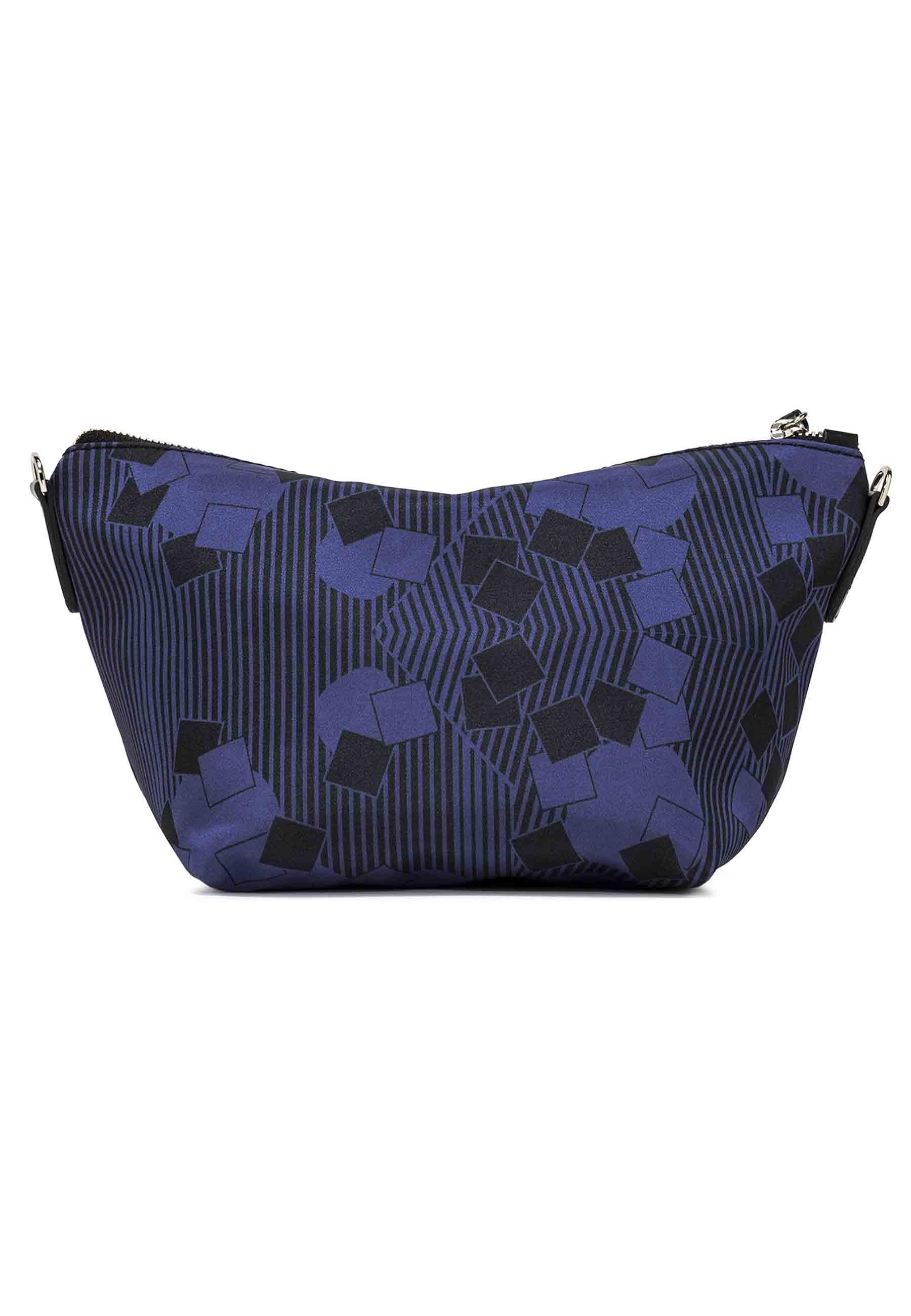 Pochette donna in tessuto fantasia blu con manico e tracolla in pelle SB9390 TOMCUBE Gianni Chiarini 