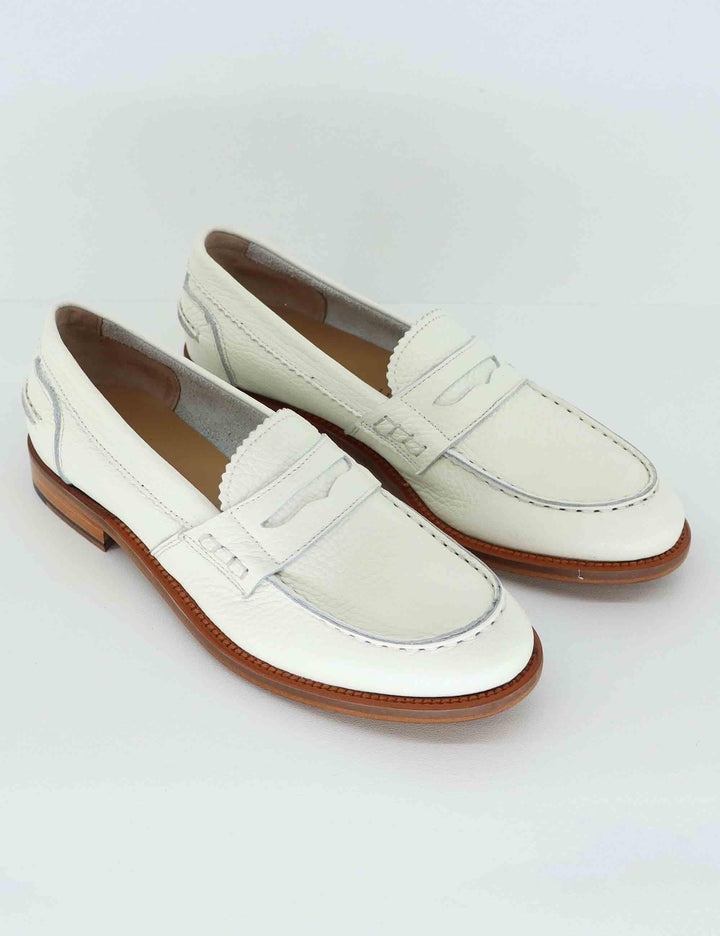 Mocassini donna in pelle bianca con suola in cuoio SPD306 003 Spatarella 