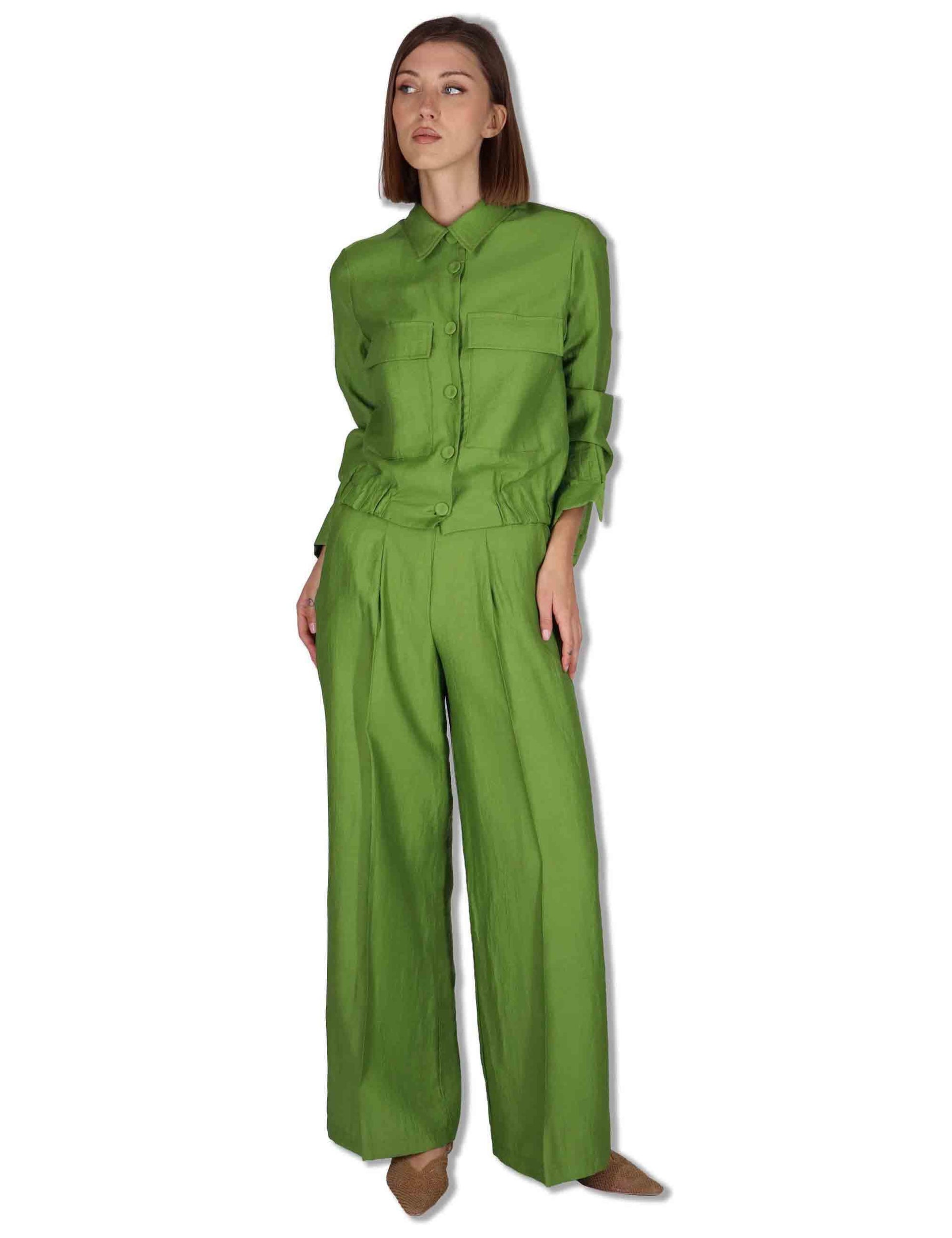 Giacche donna work jacket in misto lino verde con elastico JABGA0001-F1325-1254 7046 Justmine 