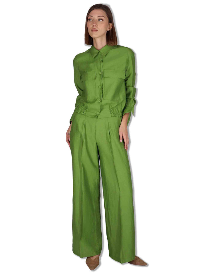 Giacche donna work jacket in misto lino verde con elastico JABGA0001-F1325-1254 7046 Justmine 