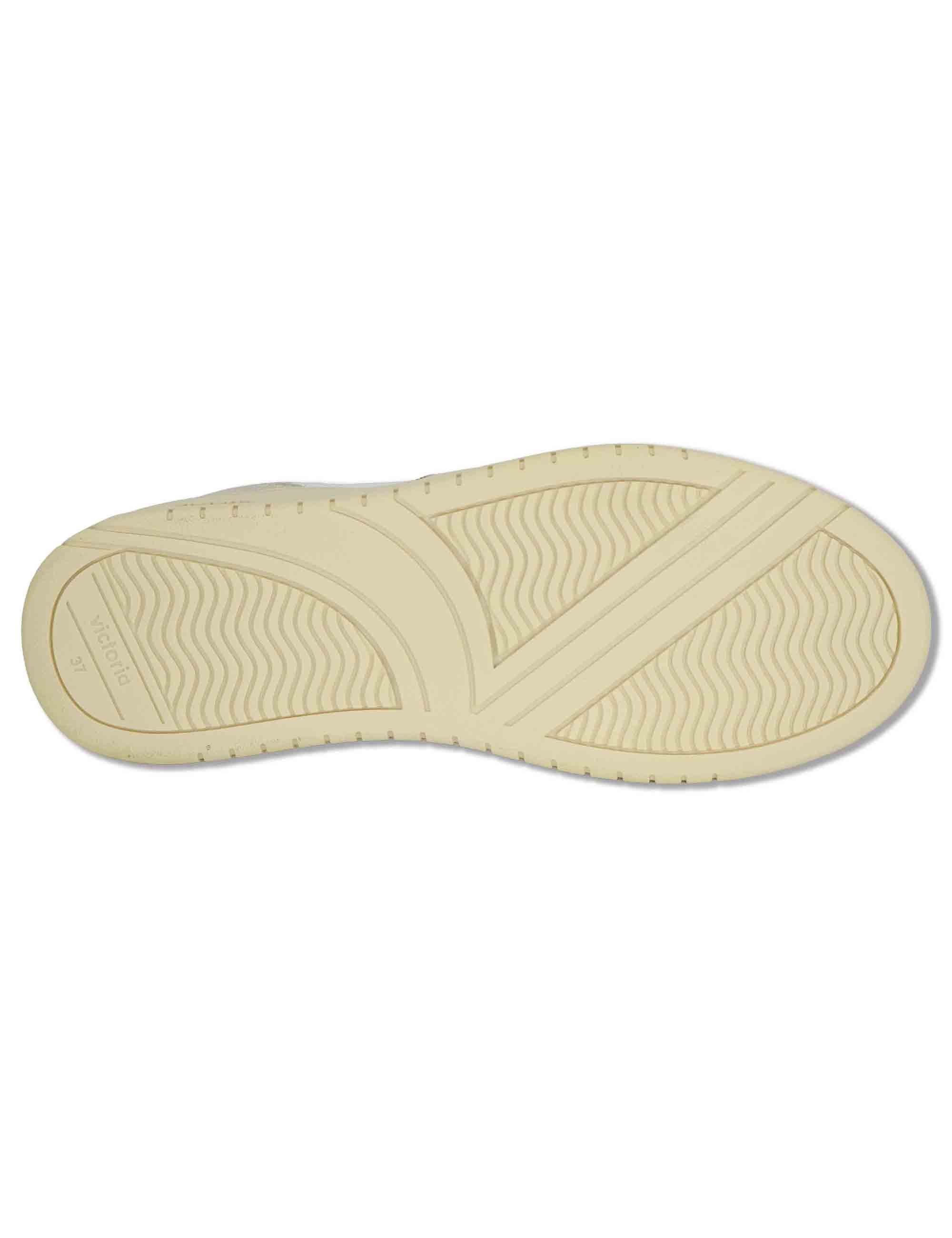 Sneakers donna Seul in pelle bianca con logo beige e suola alta 1257136 80_Beige Victoria 