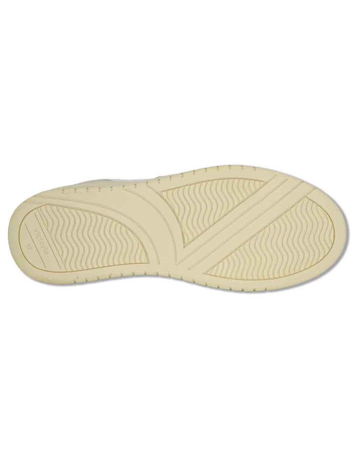 Sneakers donna Seul in pelle bianca con logo beige e suola alta 1257136 80_Beige Victoria 