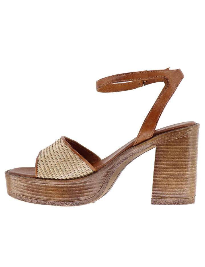 Sandali donna in pelle cuoio con tacco alto e plateau U41007755284 775 Tsakiris Mallas 