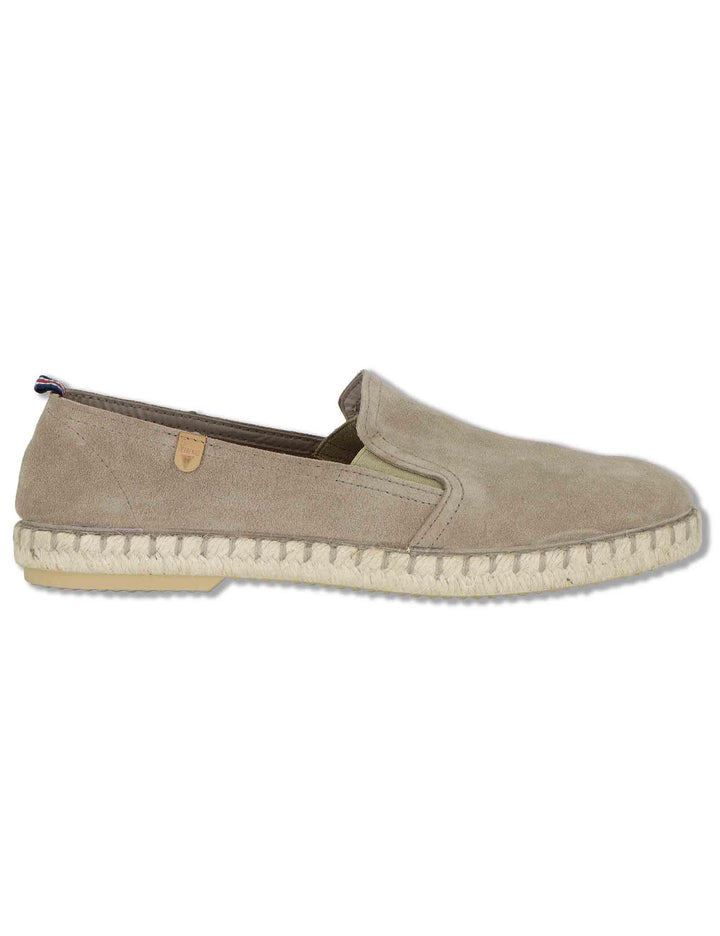 Mocassini espadrillas uomo slip on uomo in camoscio taupe TOM 028 Verbenas 