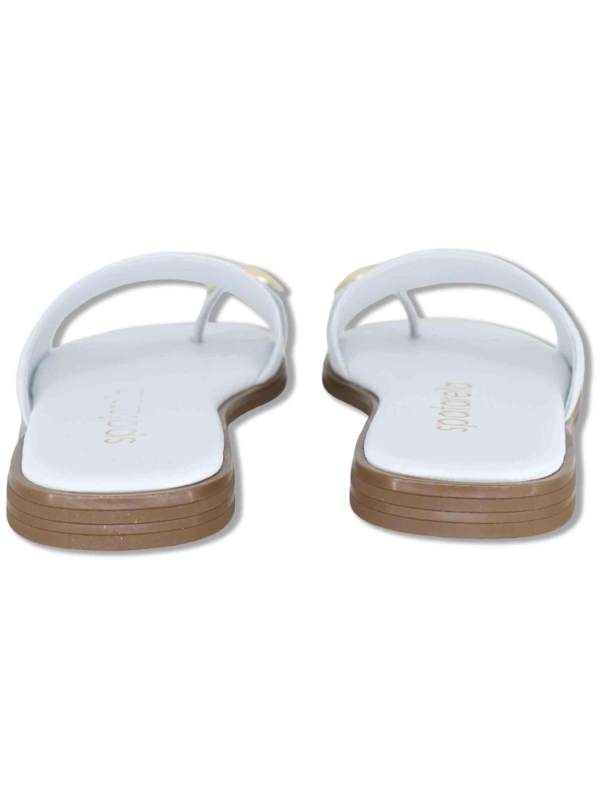 Sandali bassi donna infradito in pelle bianca con anello SP262050 002 Spatarella 