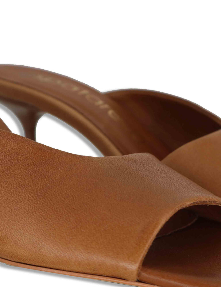 Sandali donna scalzati in pelle cuoio tacco alto senza cinturini SP261405 014 Spatarella 