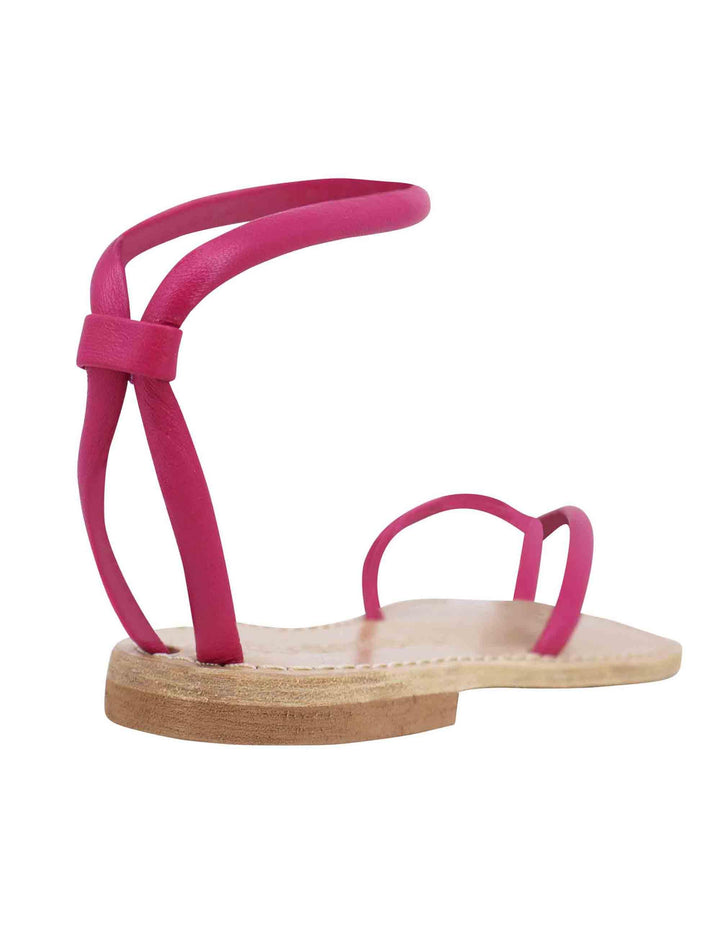 Sandali flat donna infradito in pelle fuxia con cavigliera SP546 007 Spatarella 