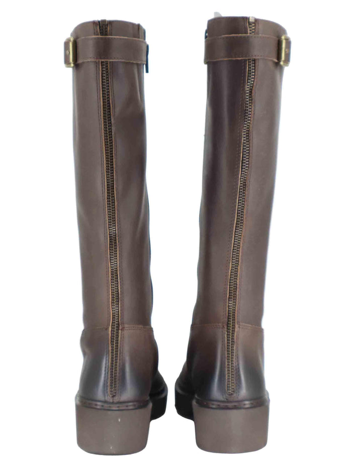 Stivali donna in pelle testa di moro con tacco basso in gomma JALE AF WENGUE Unisa 