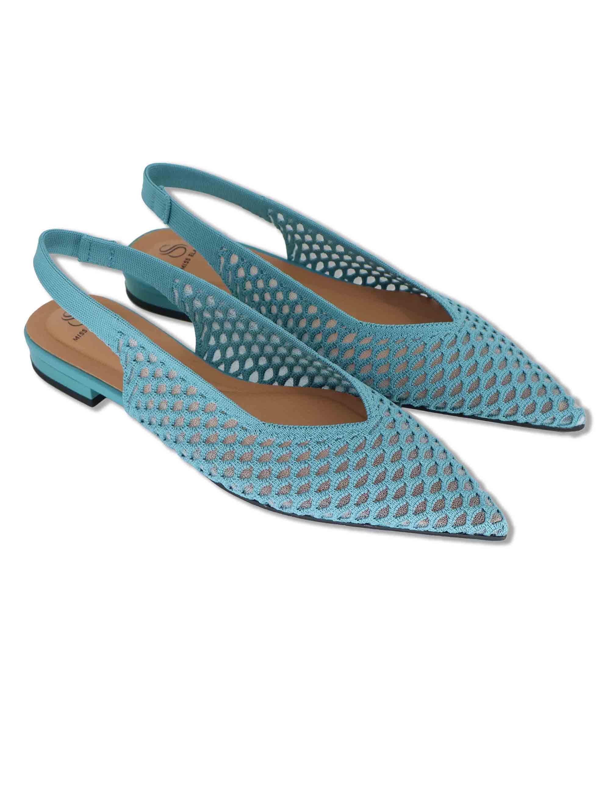 Decollete slingback in rafia celeste con tacco basso e punta a punta 75050 67-37 Miss Elastic 