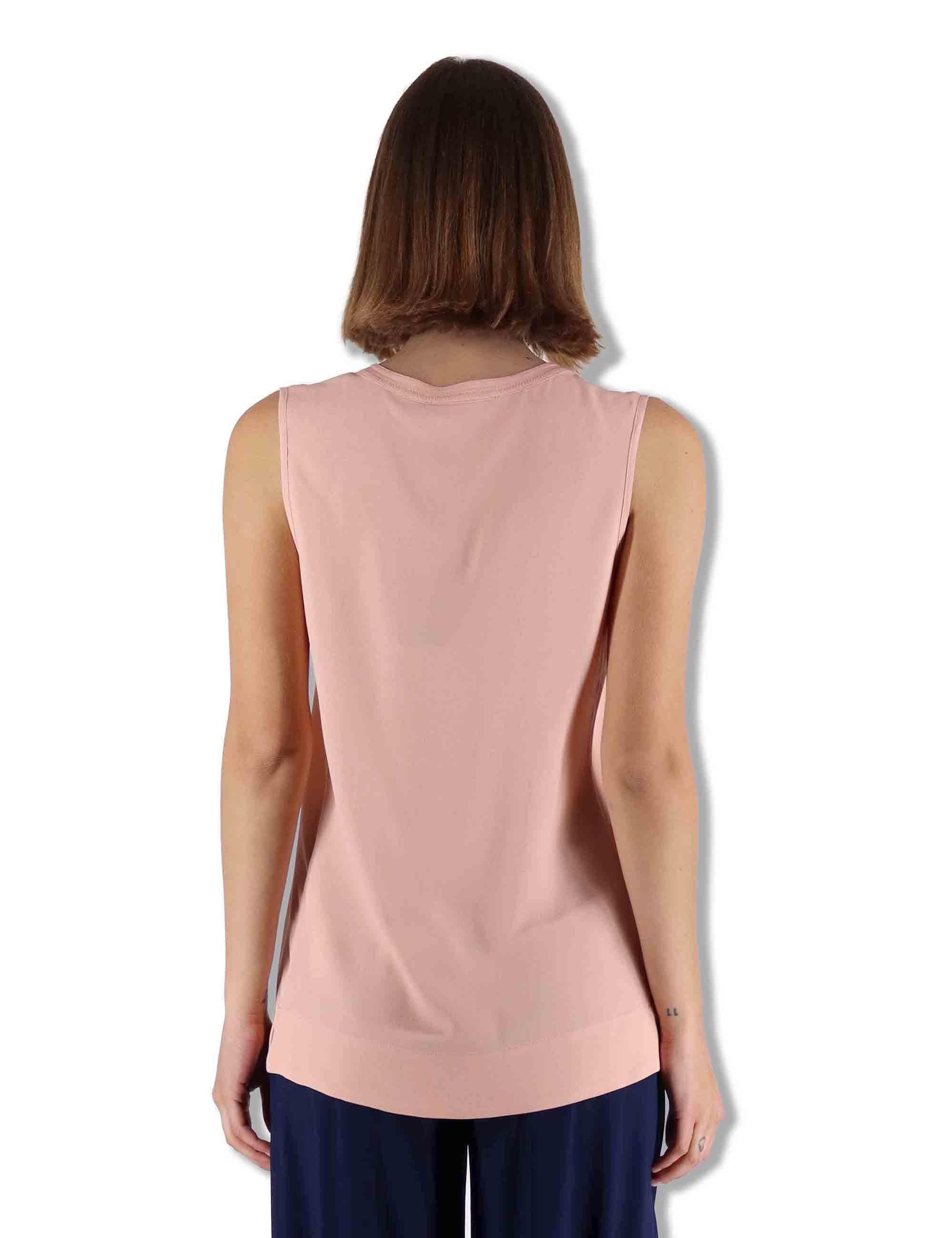Top donna Fluid Crepe in seta rosa senza maniche maniche scollo a V JP554050672 32001 Maliparmi 