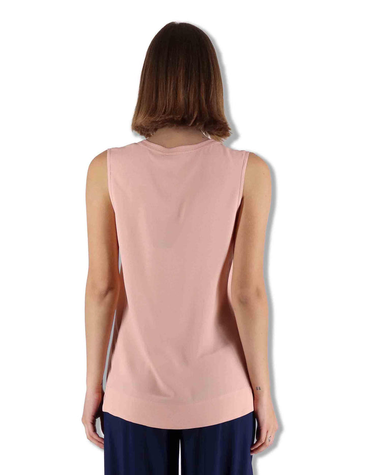 Top donna Fluid Crepe in seta rosa senza maniche maniche scollo a V JP554050672 32001 Maliparmi 
