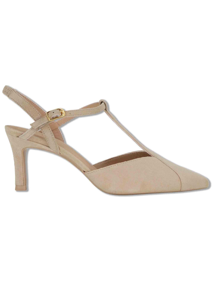 Decollete slingback donna in camoscio nude con tacco alto e cinturini regolabili LETON KS SKIN Unisa 