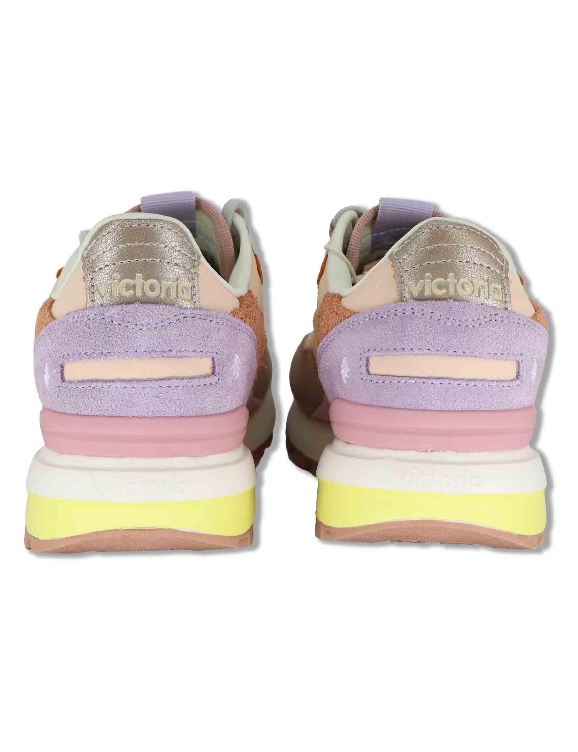 Sneakers donna Luna in pelle e camoscio rosa con suola running 1156116 42_Rosa Victoria 