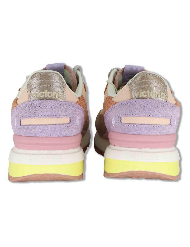 Sneakers donna Luna in pelle e camoscio rosa con suola running 1156116 42_Rosa Victoria 