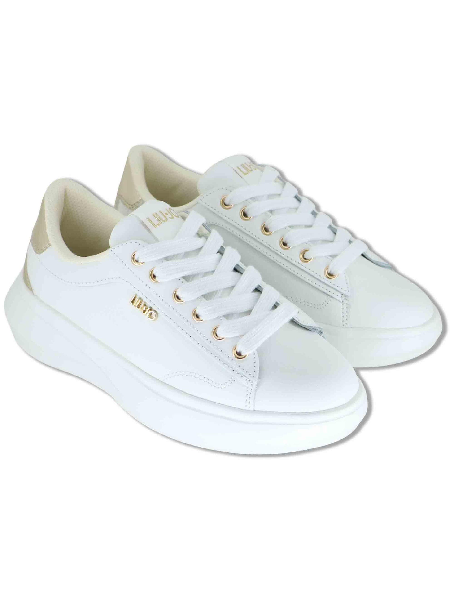 Sneakers donna in pelle e tessuto bianco con suola alta in gomma CASPER 01 WHITE Liu-Jo 