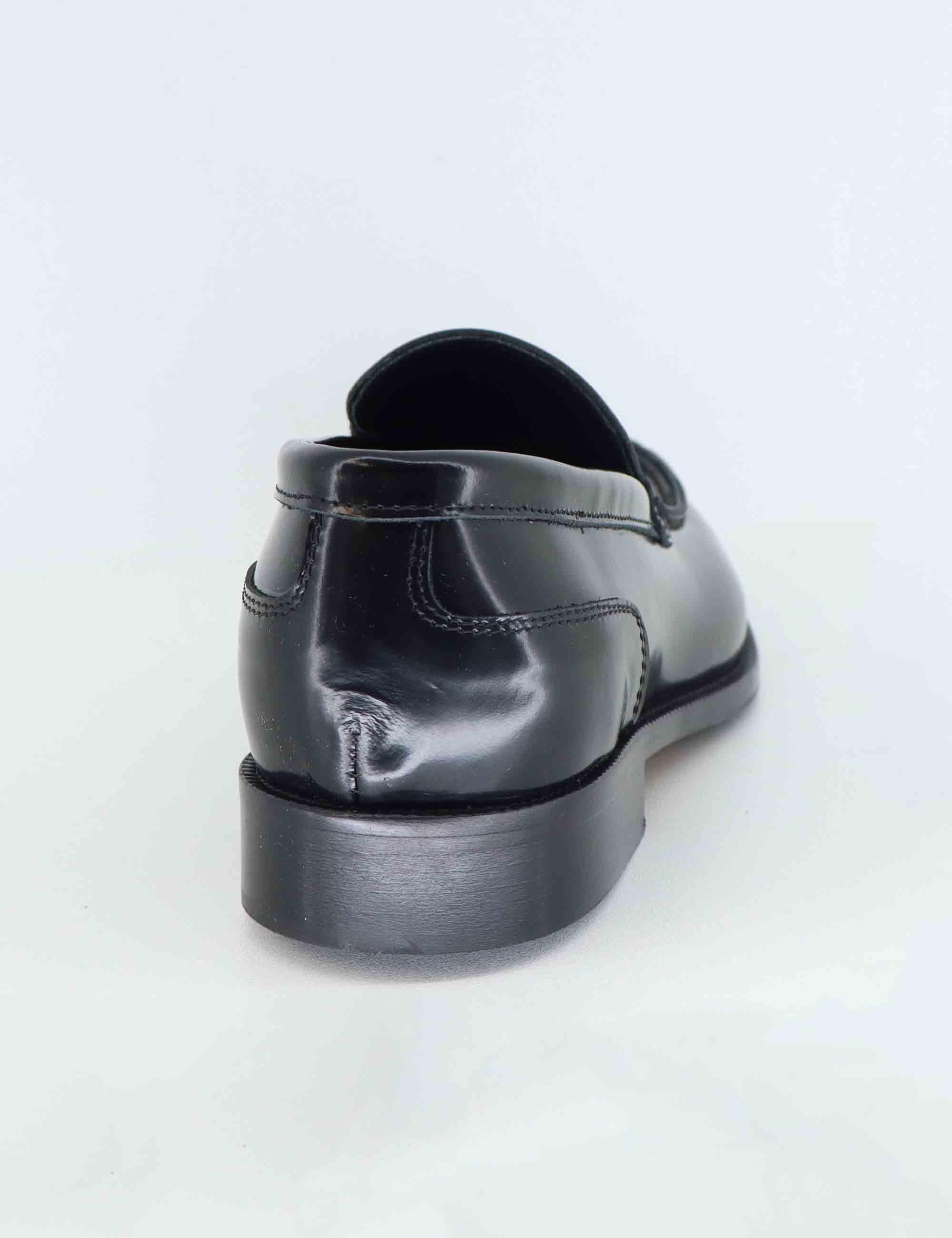 Mocassini uomo in pelle nera con patta liscia SPDU6013 001 Spatarella 