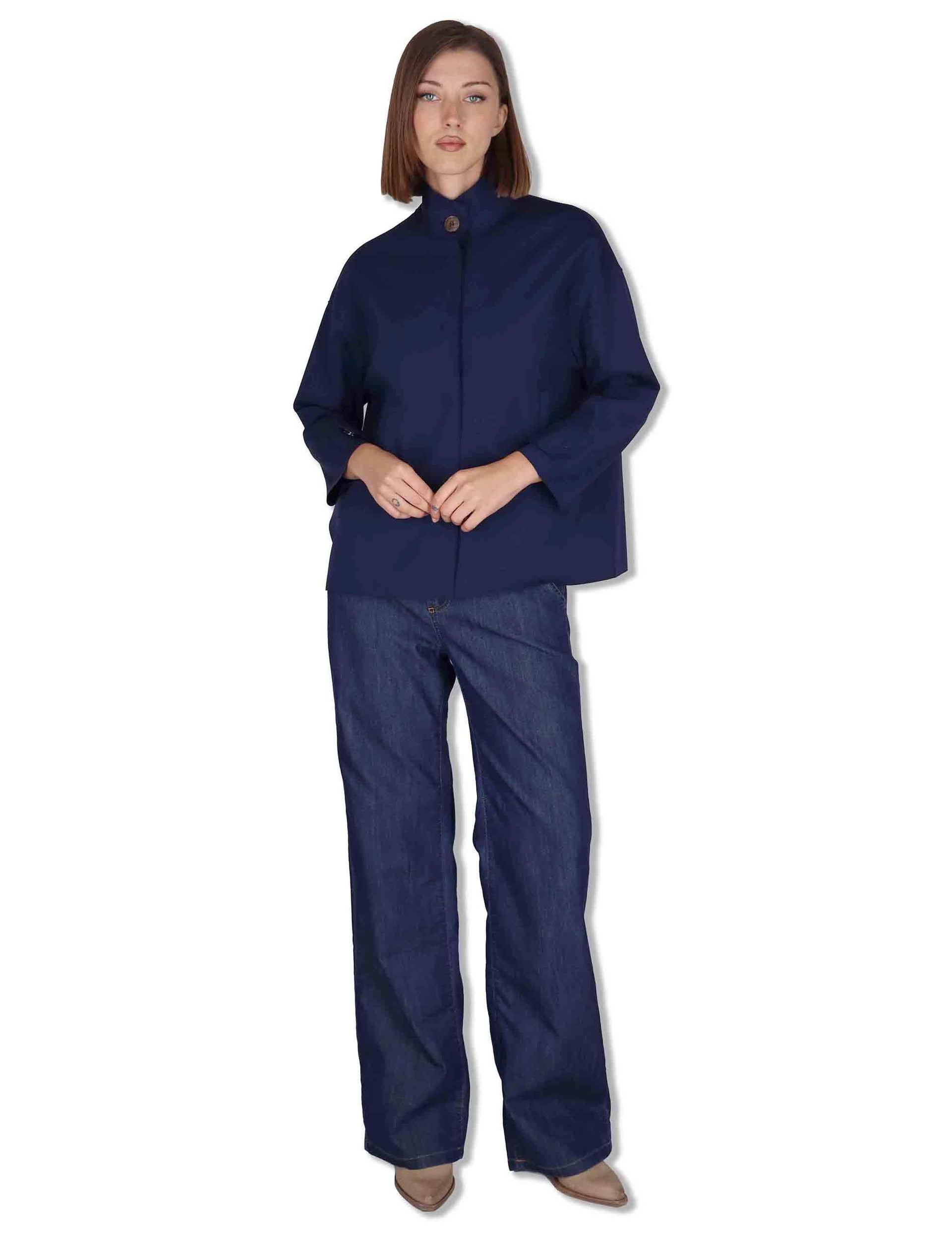 Giaccche donna coreana Sanzio in Tessuto Tecnico Stretch blu 50260005 407 Ewooluzione 
