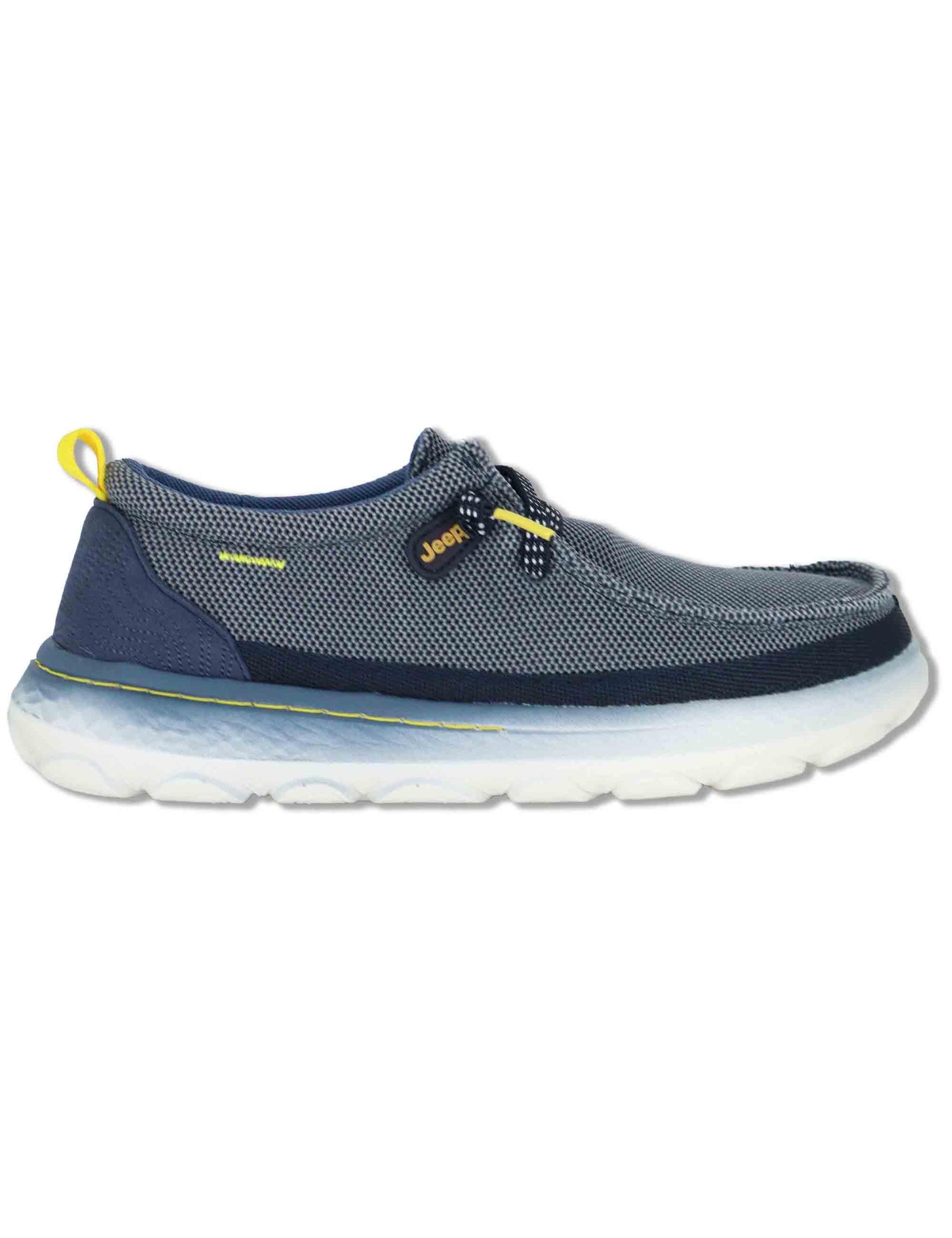 Stringate uomo Kauai Wallabee Knit in tessuto washed blu con suola in gomma JM61090A 016 Jeep 