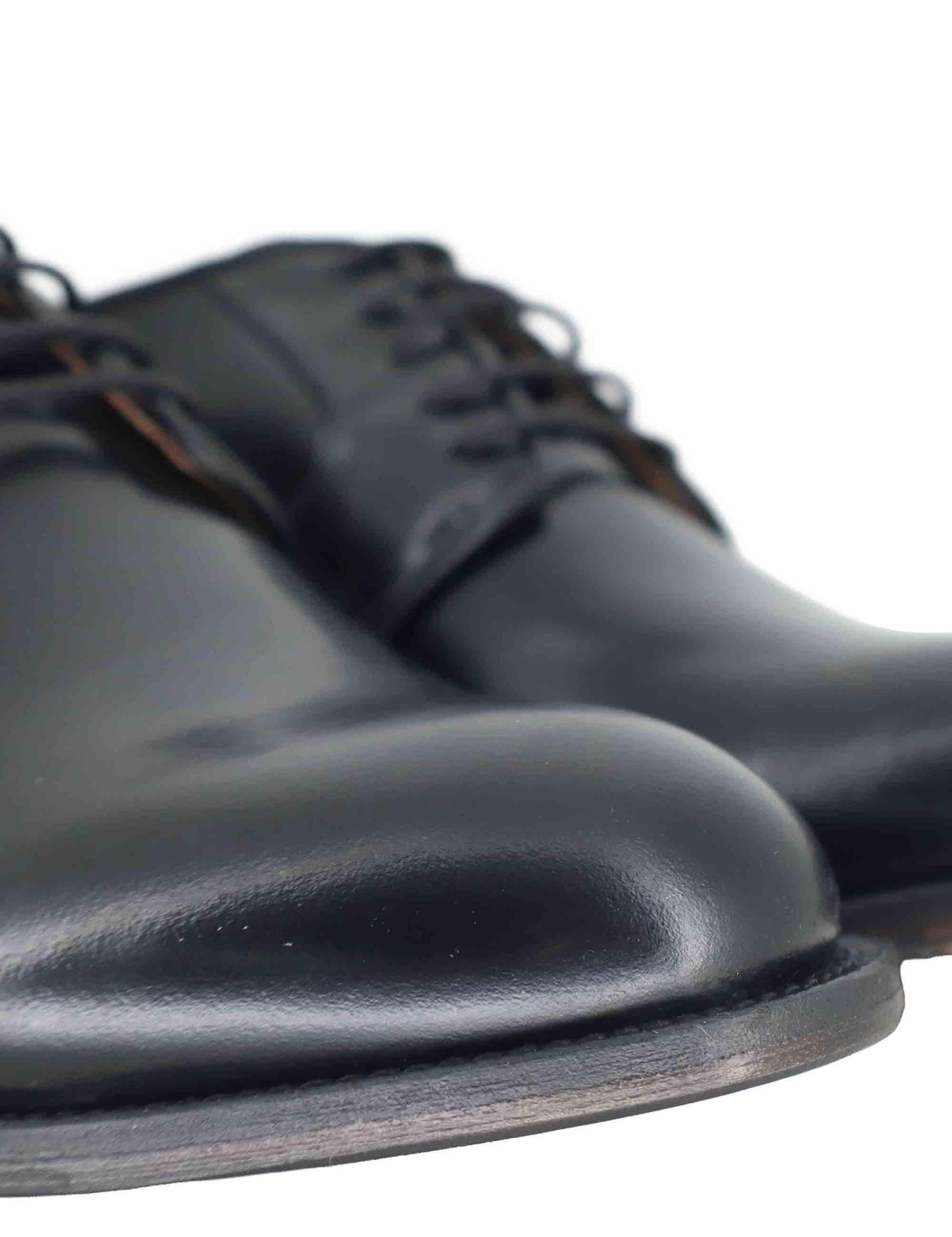 Stringate uomo in pelle nera con suola cucita in cuoio SPDU603 001 Spatarella 