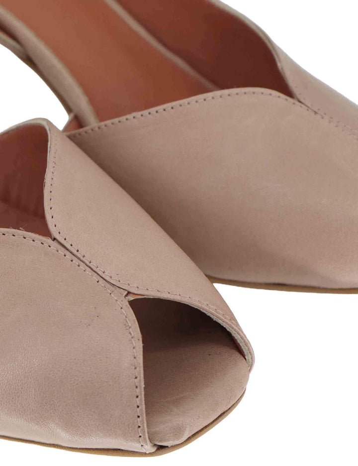 Sandali donna slingback in pelle cipria con tacco alto E401 015 Les Venues 