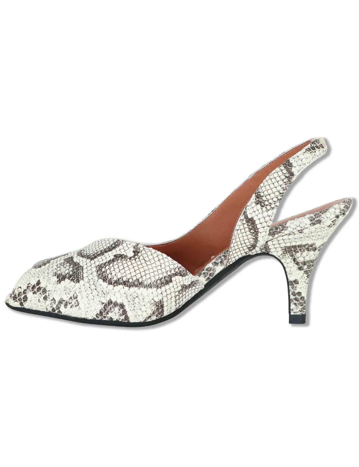 Sandali donna slingback in pelle bianca stampata con tacco alto E401 078 Les Venues 