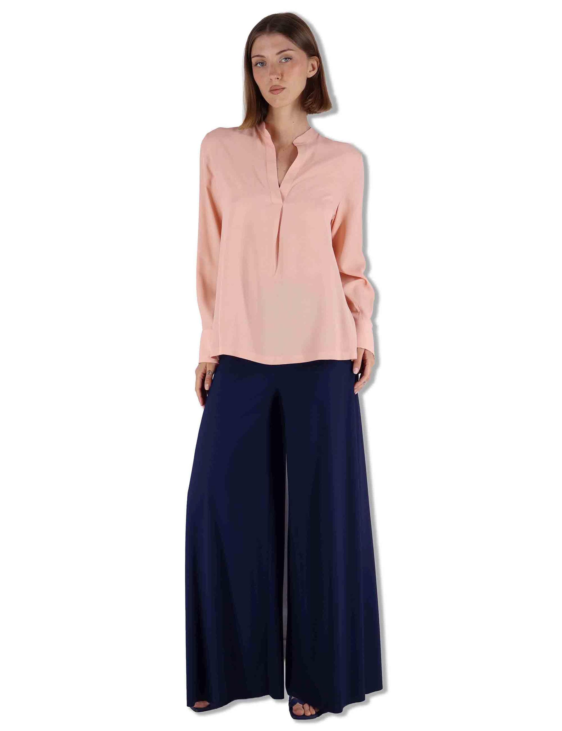 Camicie donna Fluid Crepe in misto seta rosa con maniche lunghe JM103350672 32001 Maliparmi 