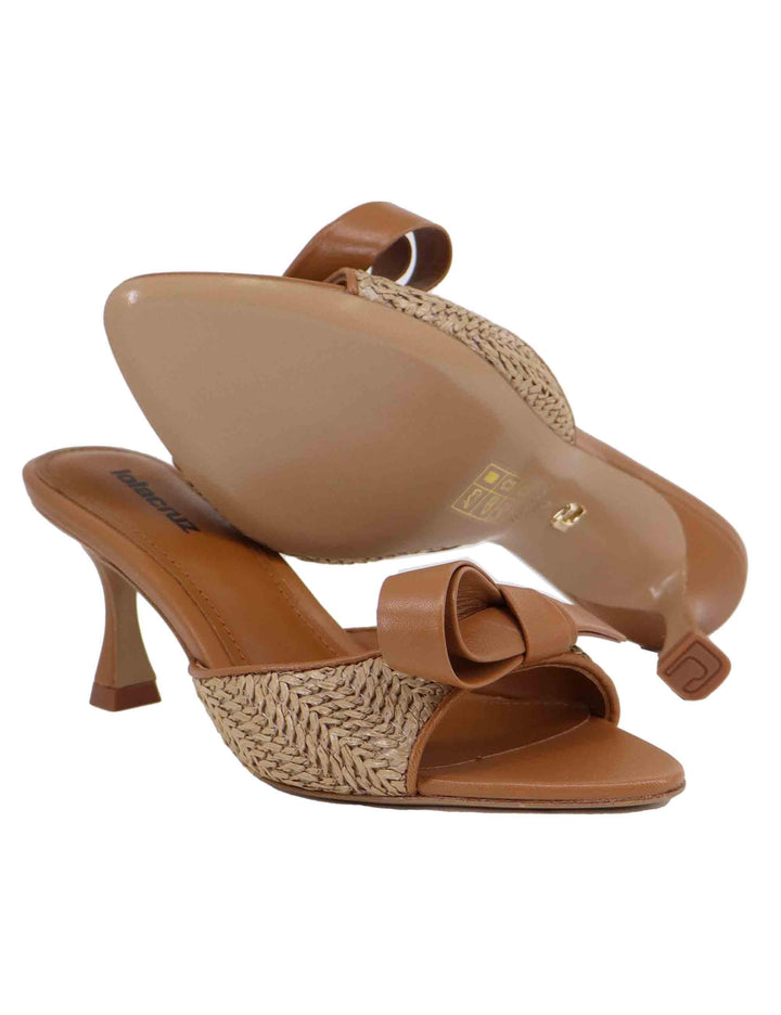 Sandali donna Linda in pelle cuoio e rafia naturale 196Z68BK 014 Lola Cruz 