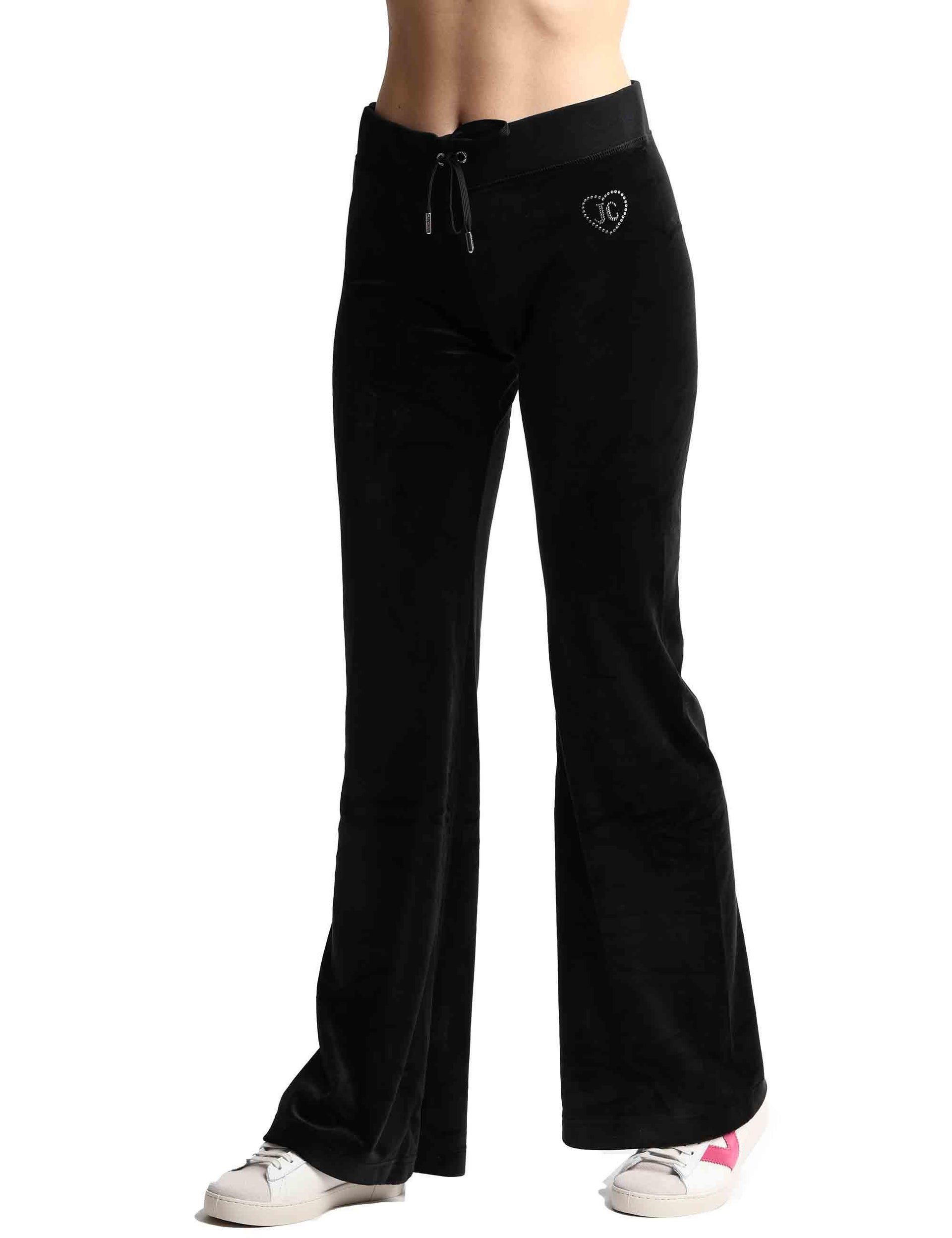 Pantaloni tuta donna Rodeo Layla in tessuto nero con strass VEJB70313WPF J00 Juicy Couture 