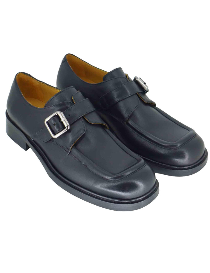 Mocassini donna in pelle nera con suola in gomma e tacco basso SPA600 001 Spatarella 