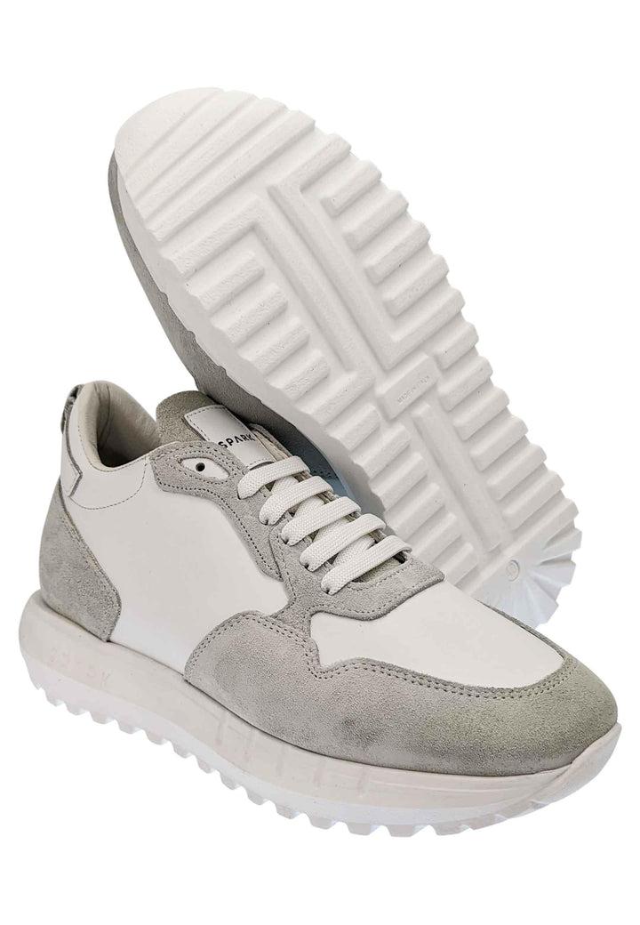 Sneakers uomo in pelle e tessuto off white con fondo alto in gomma SPK25 100 Spark for Spatarella 