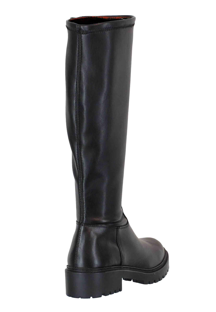 Stivali donna in pelle nera con suola carrarmato e punta tonda GINGER STB BLACK Unisa 