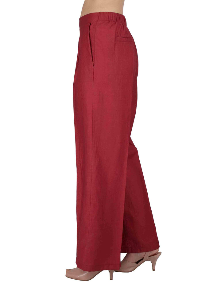 Pantaloni donna Elastic Waist Trousers in lino bordeaux con elastico in vita JABPN0001-F1369-1254 4235 Justmine 