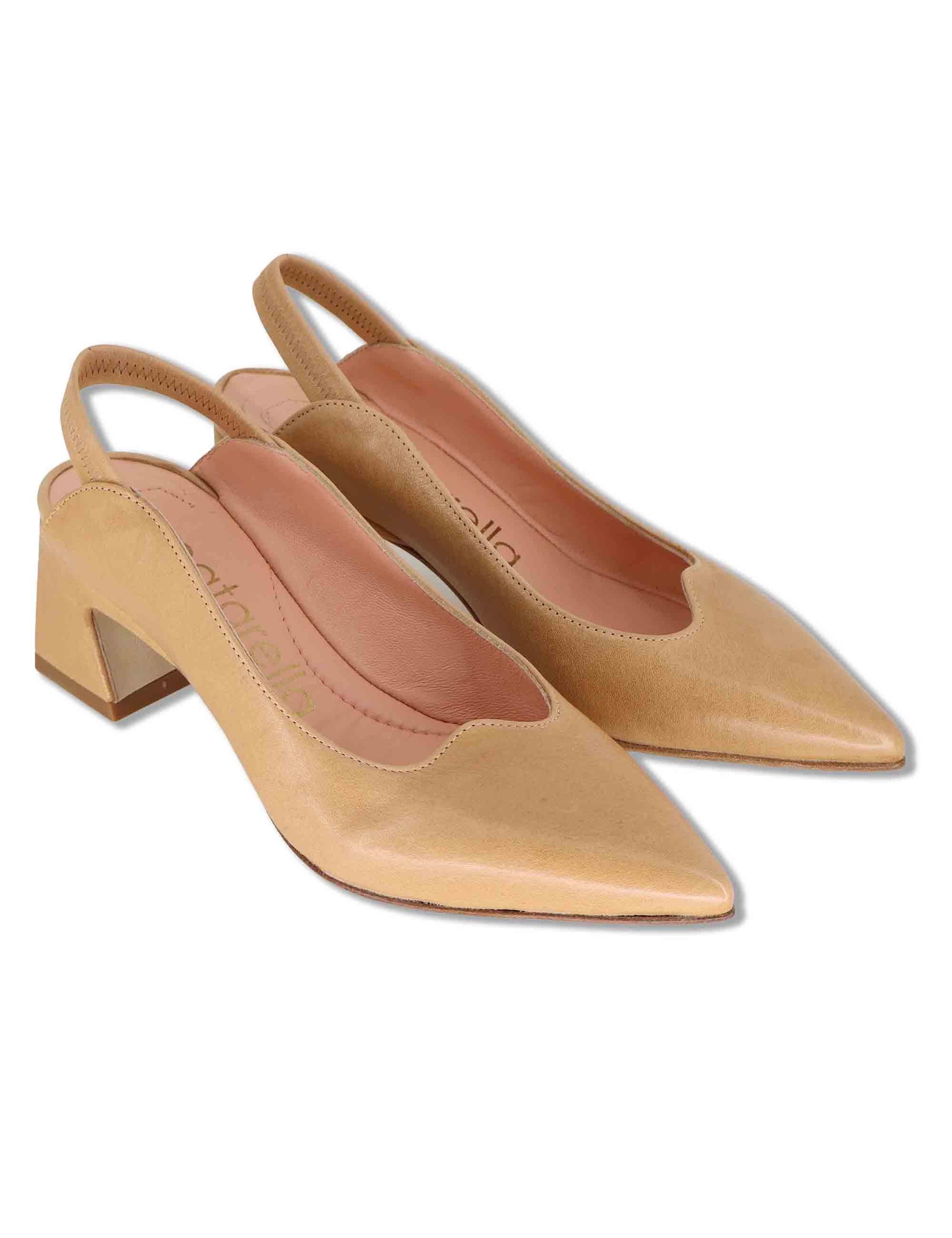 Décolletés slingback donna in pelle naturale con cinturino elastico e tacco 5 cm SP2047 008 Spatarella 