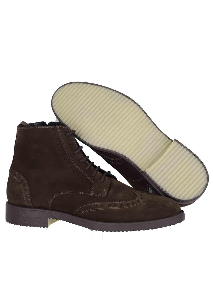 Stivaletti uomo in camoscio testa di moro con impunture e suola in para 22741-W-U46 013 Antica Cuoieria 