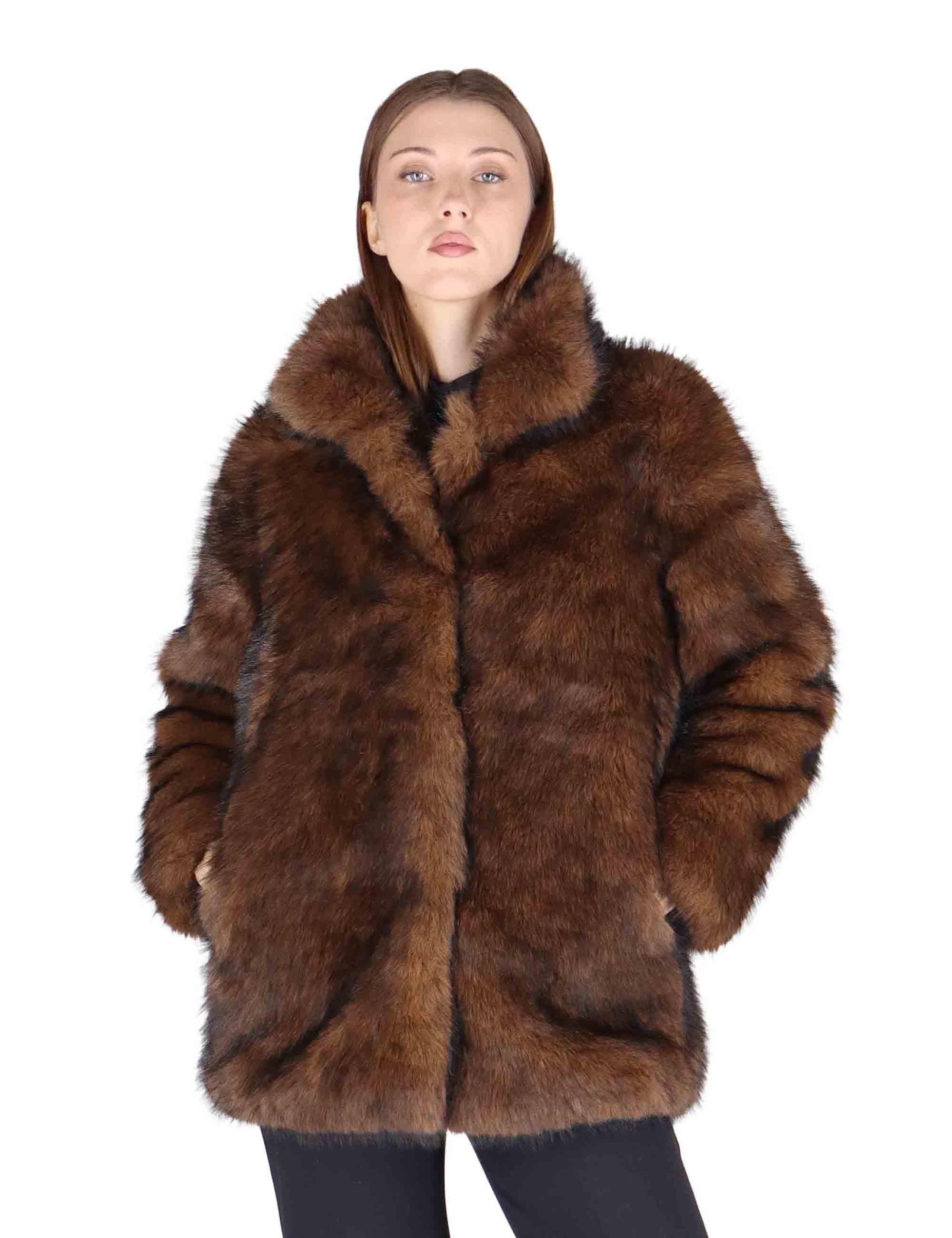 Cappotti donna in eco fur marrone SP25297 DARK BROWN Spatarella 